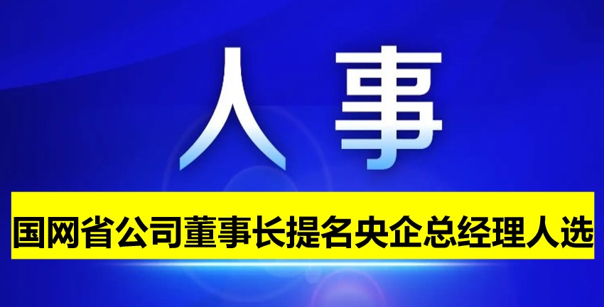 國(guó)網(wǎng)省公司董事長(zhǎng)提名為央企總經(jīng)理人選！